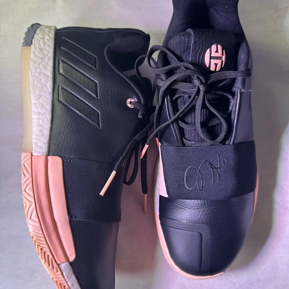 Adidas Black and Peach Athletic Shoes